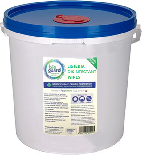 Pack of 2 x HEAVY DUTY LISTERIA DISINFECTANT WIPES - Ready to Use & Food Safe (proven to kill Listeria, Salmonella and E.coli in under 30 seconds and in dirty conditions)