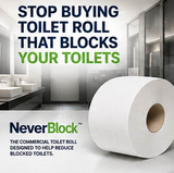 NeverBlock™ - The Commercial Toilet Roll Designed to Help Reduce Blocked Toilets (Pack of 12 x 150m, 60mm core)